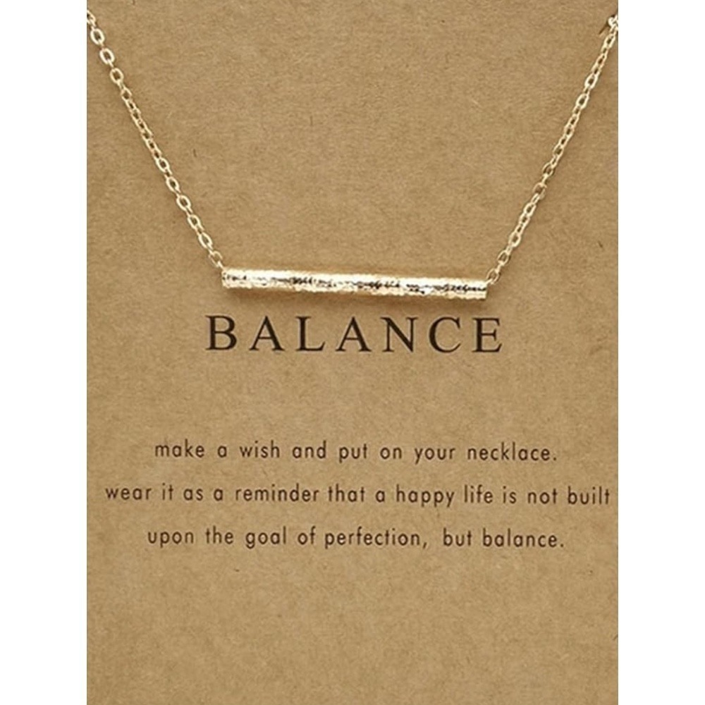 NEW Balance Bar Necklace Gold Minimalist Pendant Delicate Chain Jewelry‎ Gift